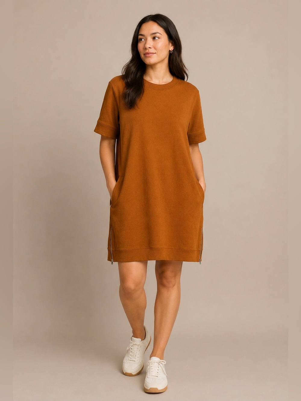 Universal Standard Rust Brown T-Shirt Dress Side Zip XS